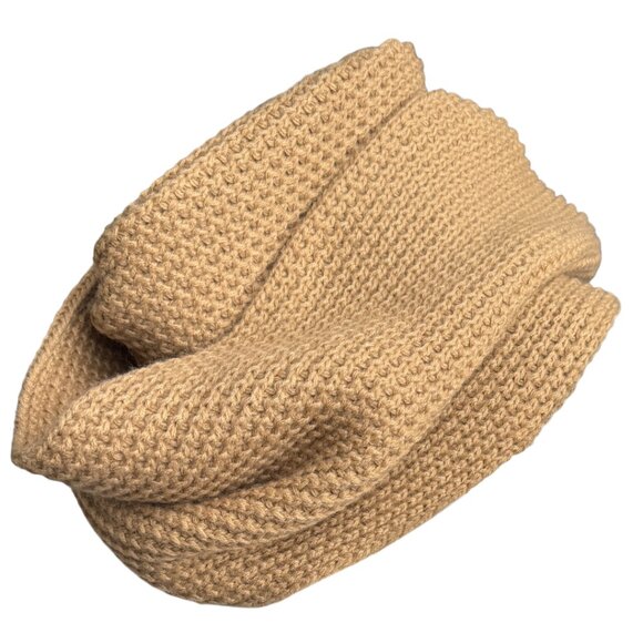 NWT BCBG INFINITY SCARF WAFFLE TEXURED KNIT CAMEL FALL CHIC CLASSIC LOOK - Picture 1 of 6